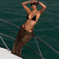 Summer Sexy Sexy Holiday Strap See through Leopard Print Bikini Three Piece Set for Women